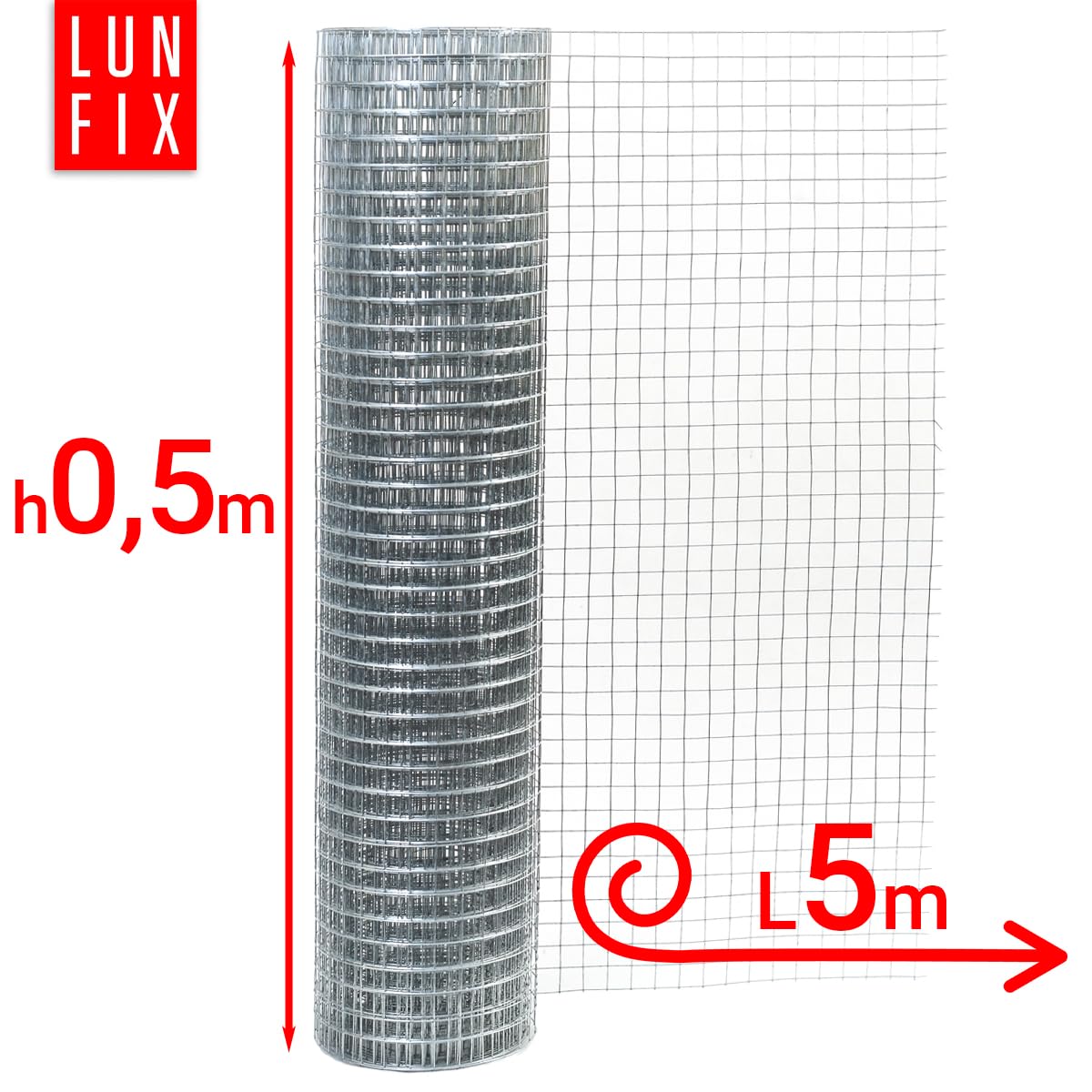 Rete Metallica Maglia Piccola 13x13 mm, Filo 0,8 mm, 0,5x5 m, Rete Recinzione Giardino Zincata, Antitopo Orto Rialzato, Recinzione Giardino Esterno per Pollaio, Voliera, Giardino