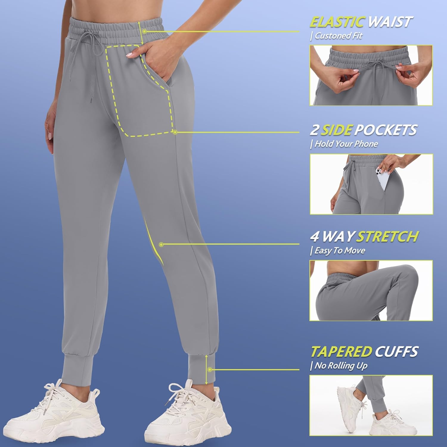 CAMPSNAIL Joggers for Women with Pockets - Womens Sweatpants Yoga Lounge Relaxed-fit Pants for Workout Running - Image 3