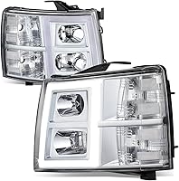 Vista 10 de DNA MOTORING HL-HPL-CSIL07-G2-CH-AM - Faro delantero de doble proyector LED DRL compatible con Chevy Silverado 2007-2014, cromo/ámbar G2 Cromo