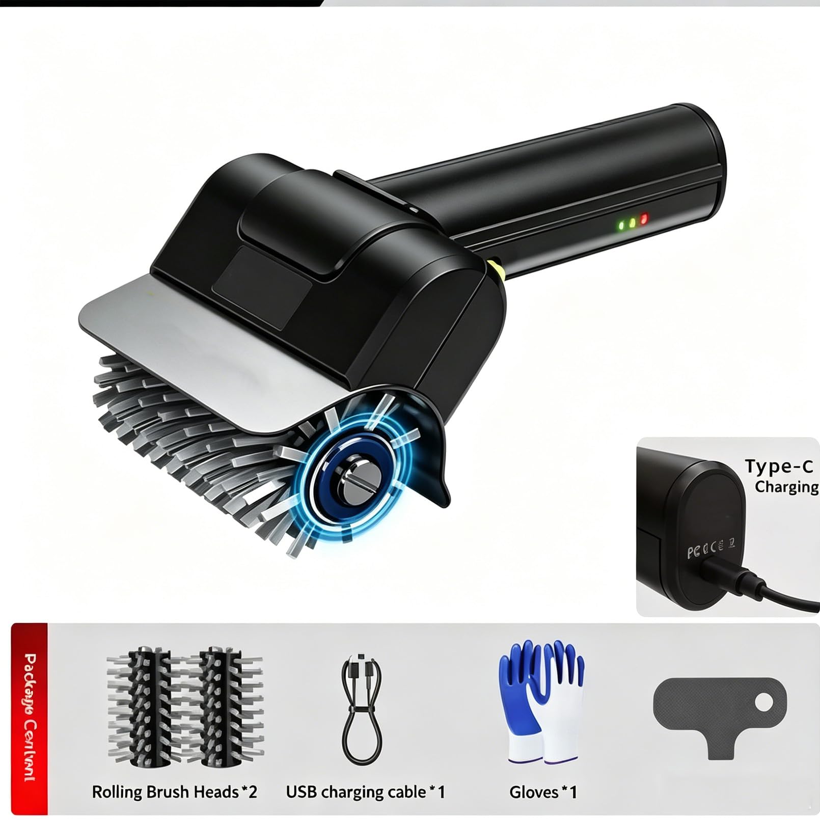 Cepillo de limpieza inalámbrico para parrilla, motor de 1100 rpm, cerdas de acero inoxidable, tiempo de funcionamiento de 90 minutos, mango ergonómico para rejillas, planchas, ahumadores