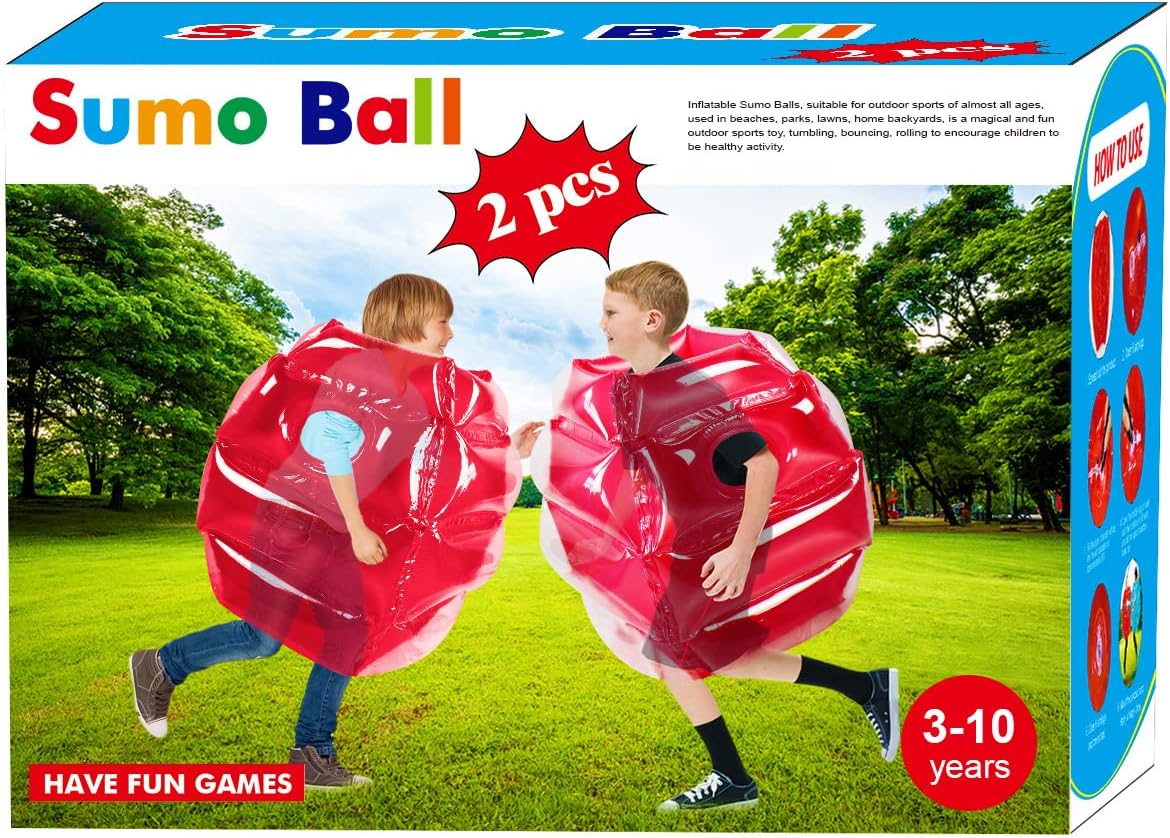 SUNSHINE-MALL Inflatable Bubble Balls for Kids,Inflatable Buddy Bumper Balls Sumo Game,Giant Human Hamster Knocker Ball Body Zorb Ball for Child Outdoor Team Gaming Play for 3-12ages.(2pcs 24inch )