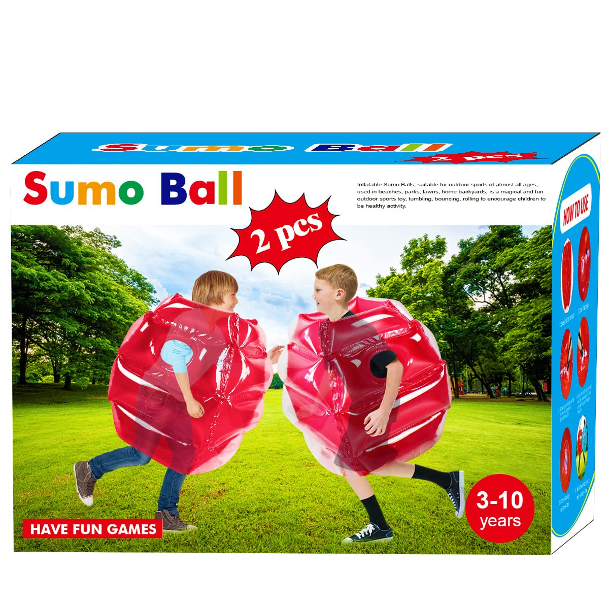 SUNSHINE-MALL Inflatable Bubble Balls for Kids,Inflatable Buddy Bumper Balls Sumo Game,Giant Human Hamster Knocker Ball Body Zorb Ball for Child Outdoor Team Gaming Play for 3-12ages.(2pcs 24inch )