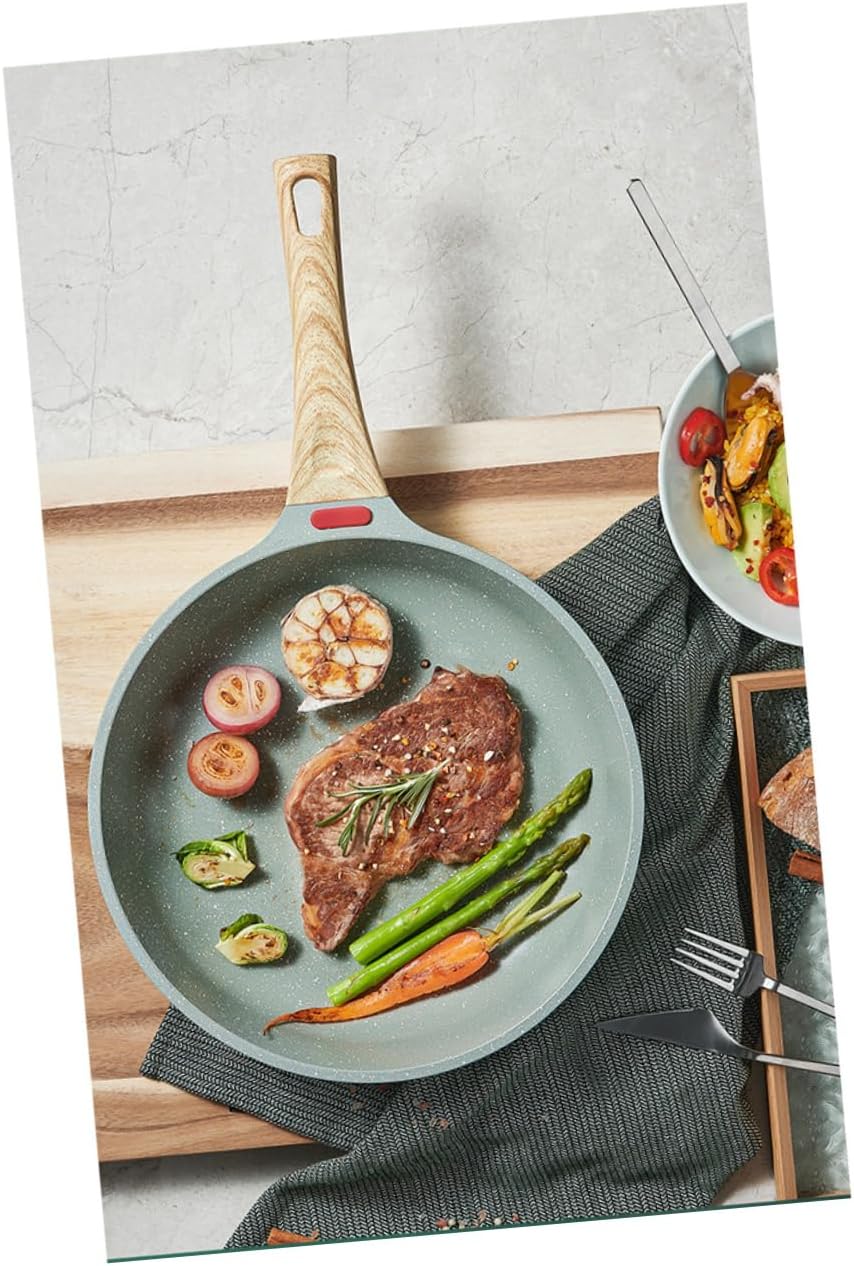 Household Maifan Stone Frying Pan Nonstick Cooking Pan with Lid for Pancakes Omelettes and Eggs for and Quick Cleanup