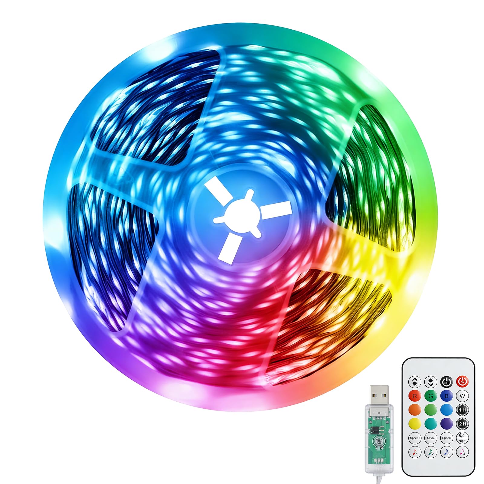 MUSUNIA USB LED Strip - 5M RGB 5050 LED Strip Ferndimmbar 10-Farben und 4 rhythmische Muster Schneidbar für TV Hintergrundbeleuchtung Deko Schränke TreppenDeko