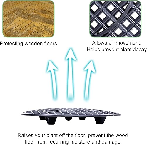 Miniatura 3 de Toothbace 6 elevadores de macetas a nivel de plantas, platillo de maceta de 11.8 pulgadas, cubierta redonda, protector de piso, soporte para