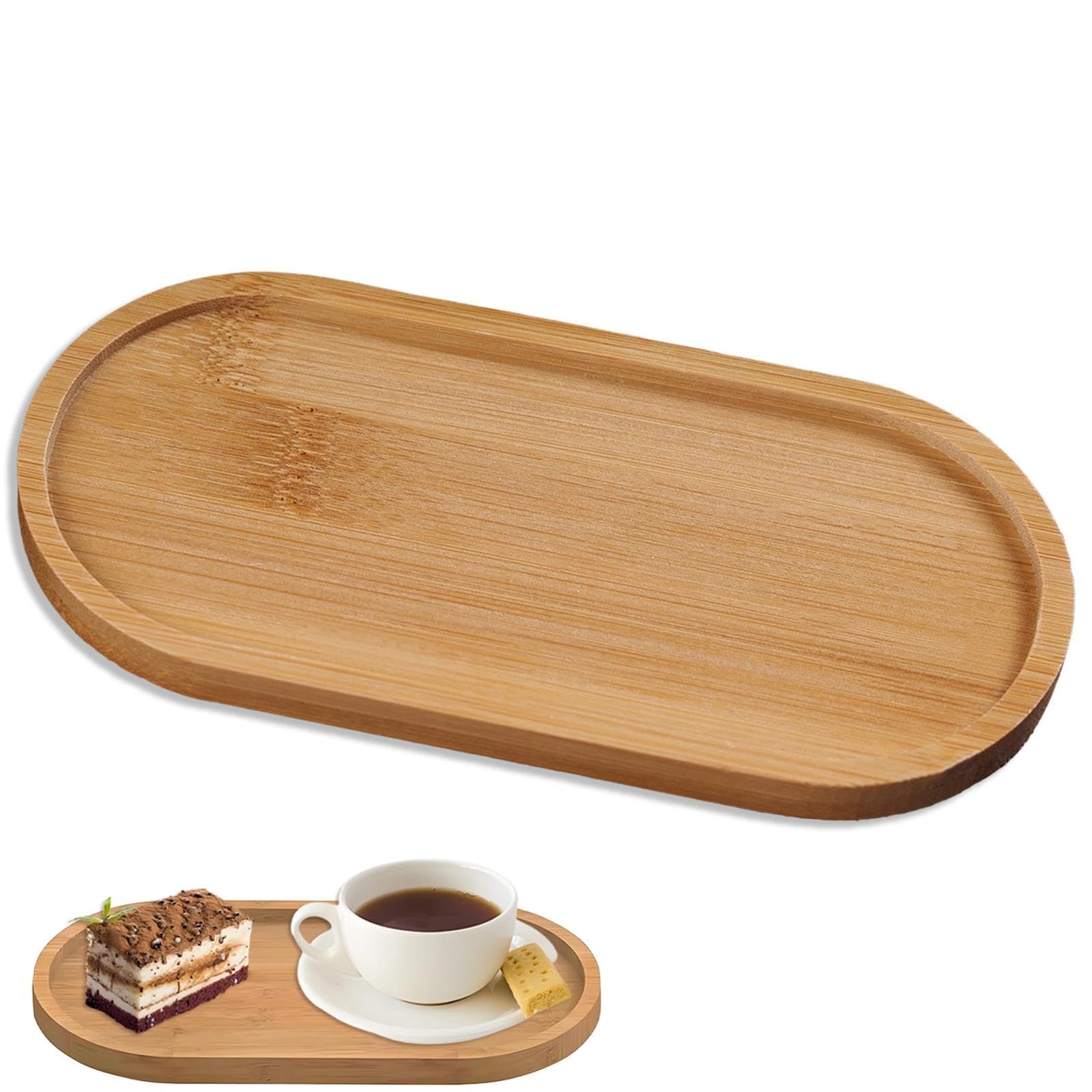 Shiliuzhi Natural Wood Color Ovals Bamboos Tray, 17.5 X 8.8 Cm Long Round Bathroom Oval Versatile Bamboo Tray, Bamboo Soap Dispenser, Bathroom & Kitchen Holder, For Tea, Fruit, Snacks, Cakes, Home Decor