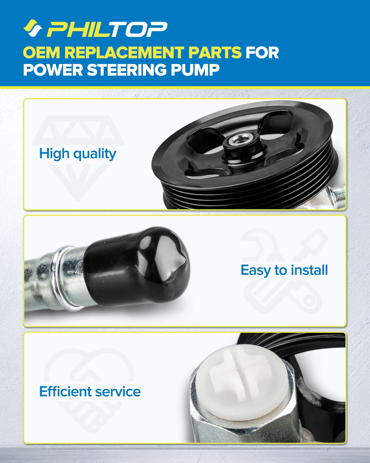 Power Steering Pump For 2012-2017 Jeep Wrangler JK - Includes Pulley & Seal Kit, No Reservoir