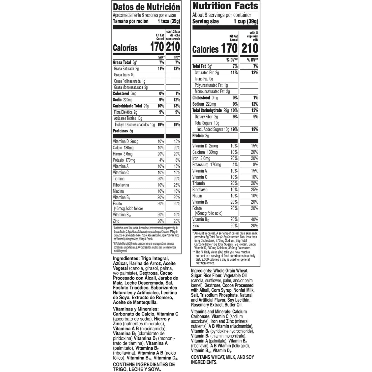 Cereales de desayuno de cacao Nestlé KitKat con chocolate con leche, 12 x 330 g (3,96 kg)