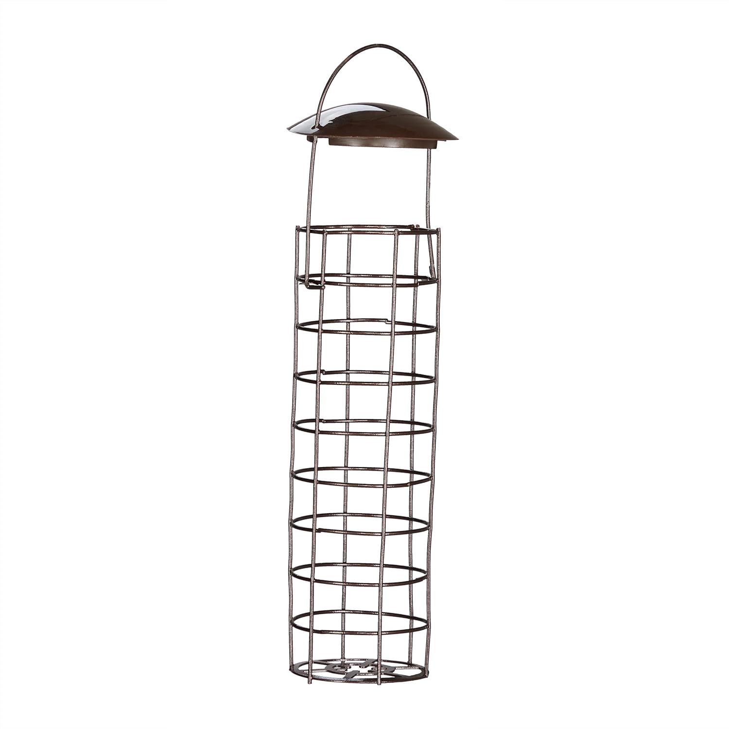 Relaxdays Bird Feeder, Hanging, Feeding Station for Wild Birds, H x D: 31 x 8.5 cm, Metal, Brown