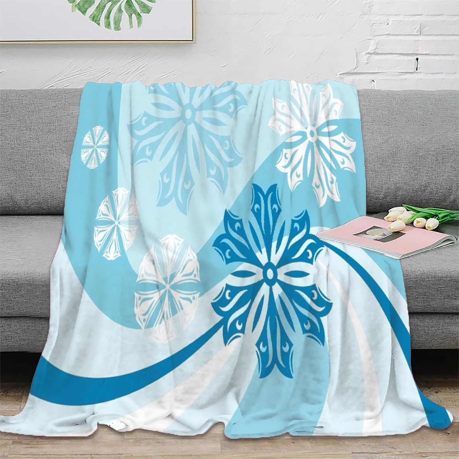 Couverture Polaire Flocon de Neige 150x200cm idéal pour vos Soirées d'Hiver au Salon