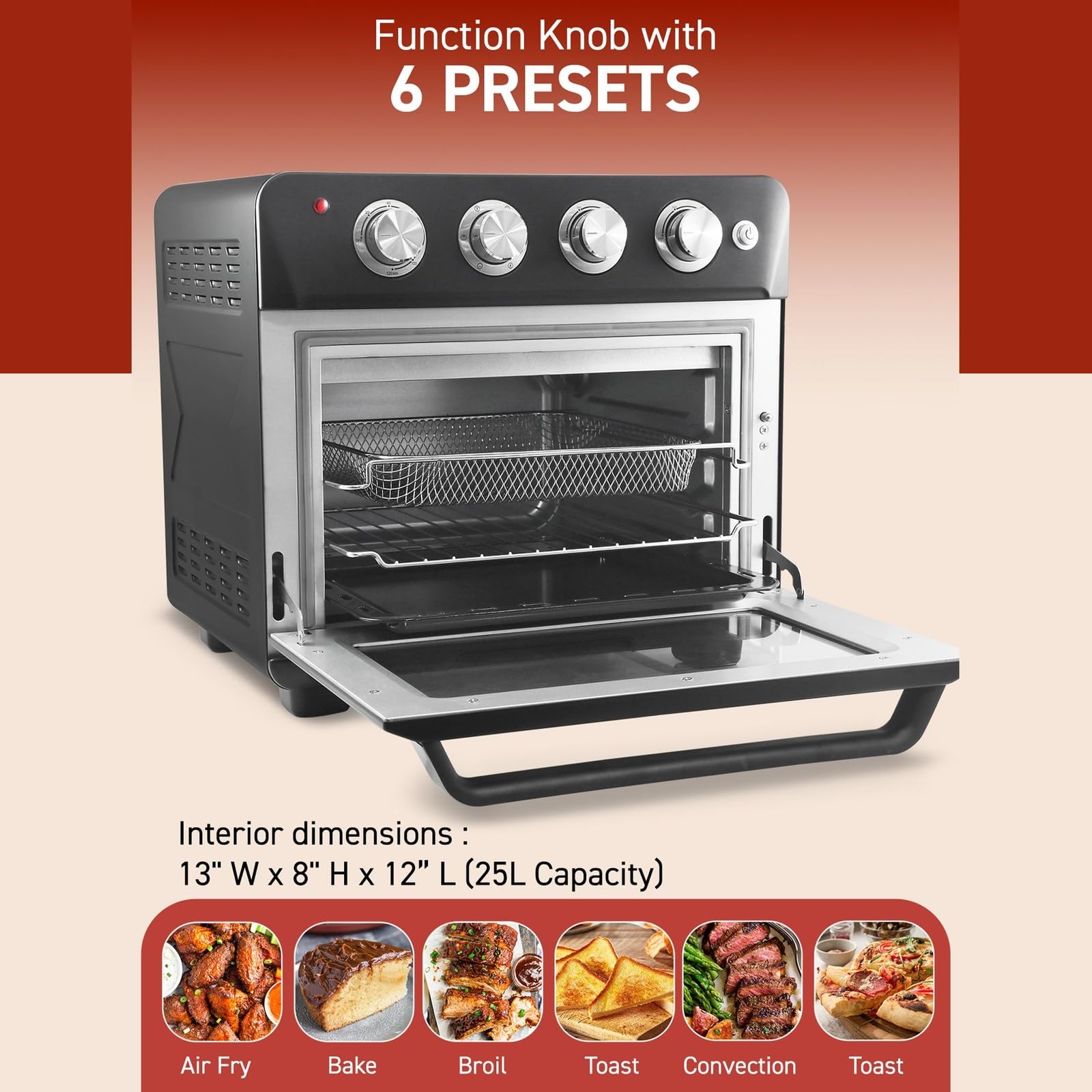 Elite Gourmet EAF9100 Electric 26.5 Quart Air Fryer Oven, 1640 Watts Oil-Less Convection Oven 12