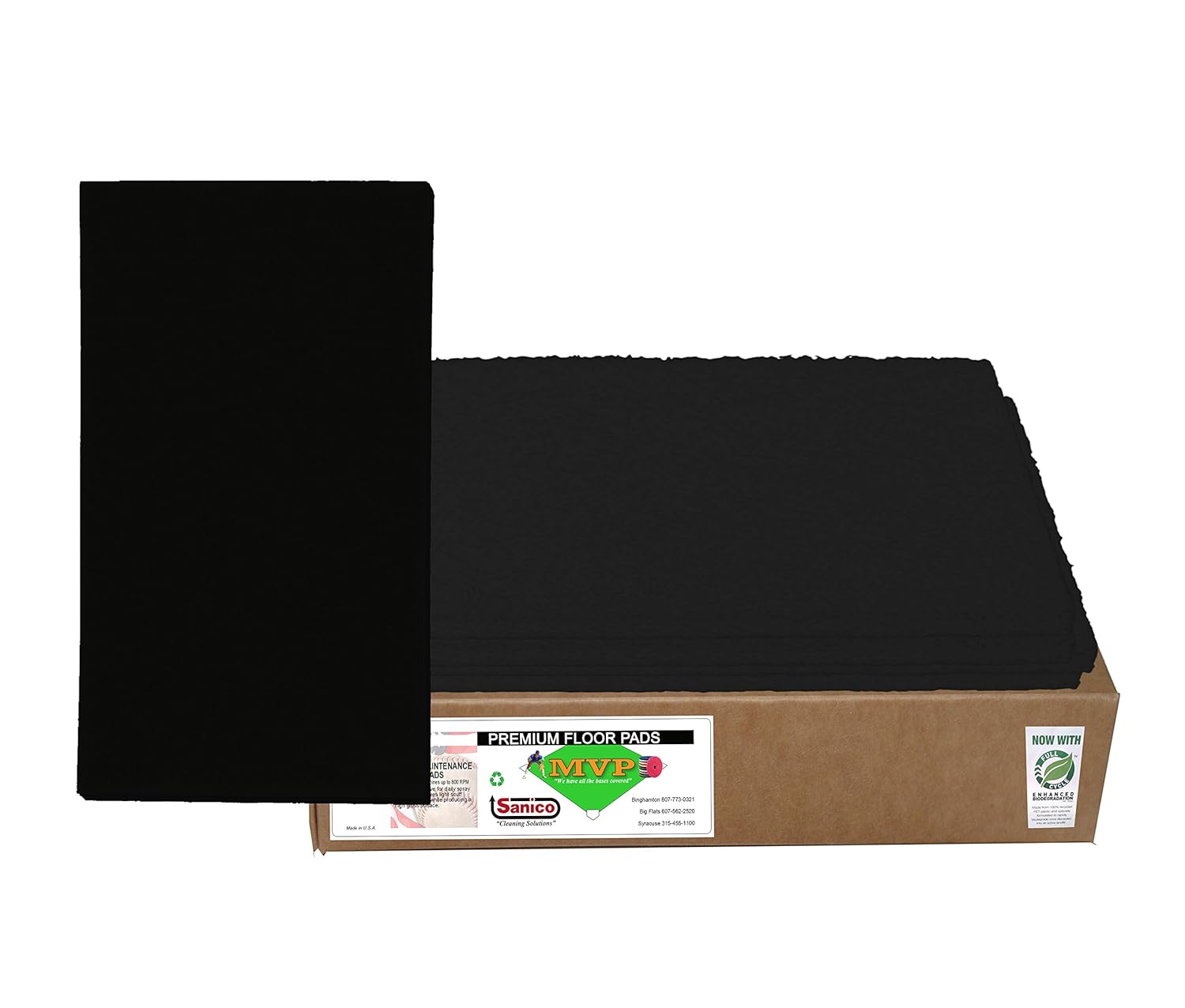 MVP Reliever Premium Black Strip 14" x 20" Floor Pad (Box of 5)