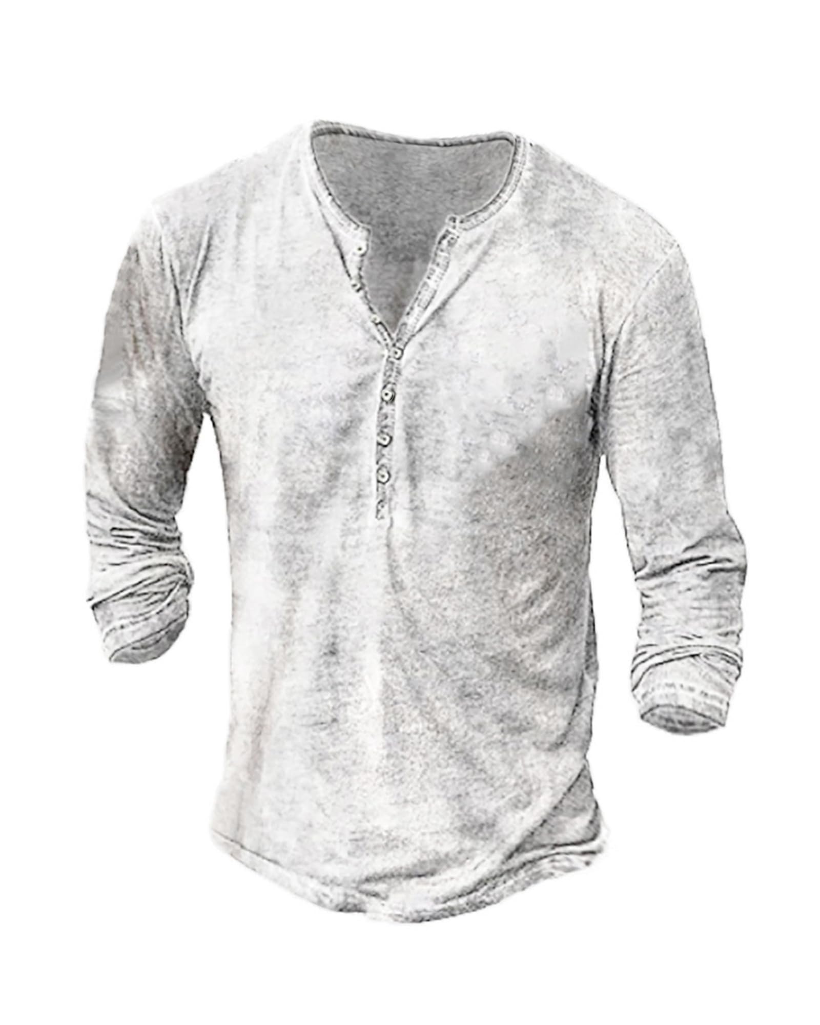 NEMXCE Hemd Herren Vintage Henley Shirt Kurzarm/Langarm T Shirt V Ausschnitt Slim Fit T-Shirt