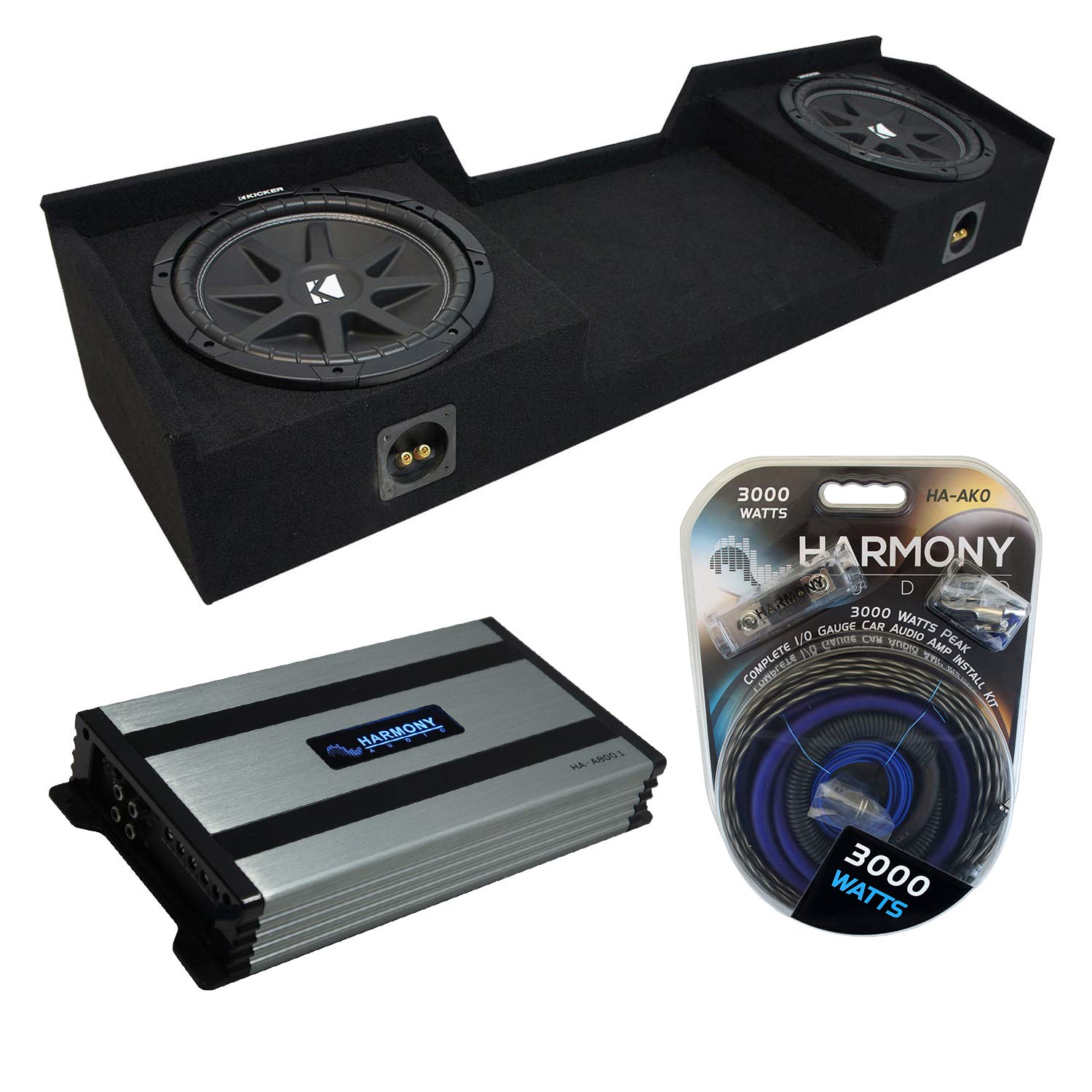 Harmony Audio Compatible with 1999-2006 GMC Sierra Extended Cab Truck Kicker Bundle Comp C10 Dual 10