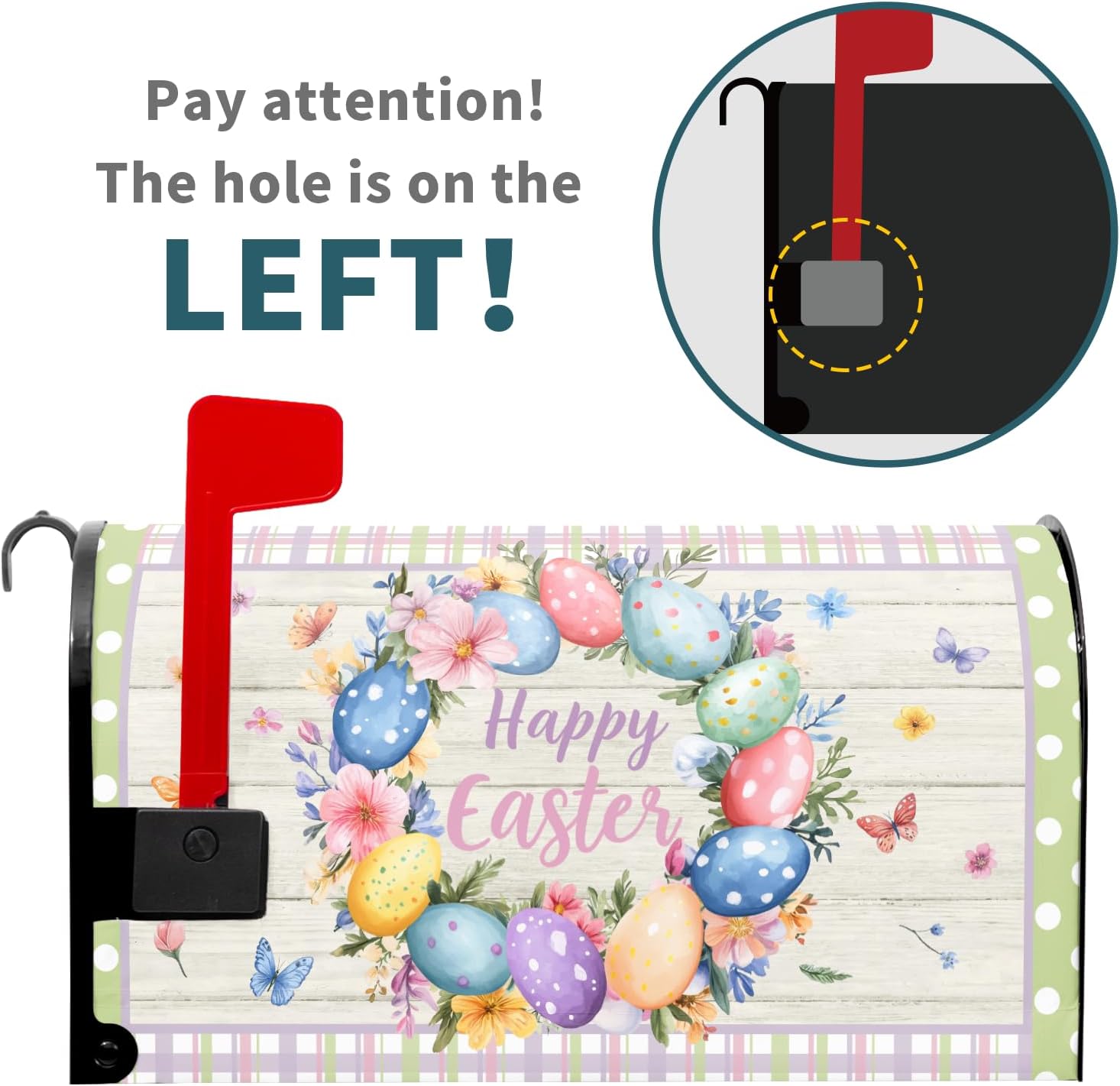 Easter Mailbox Covers Magnetic Standard Size 21" X 18" Happy Easter Egg Wreath Magnetic Mailbox Cover Holiday Wraps Post Letter Box Cover Outdoor Decorations for Garden image 2
