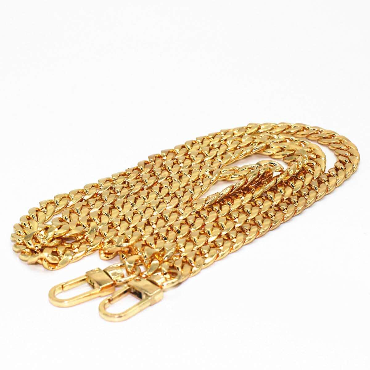 47" Gold Crossbody Chain Strap for Purse Handbag Shoulder Bag Replacement 120cm Iron Flat Purse Chain Strap Replacement Bag Chain Accessories with Metal Buckles - 6 OZ in Weight