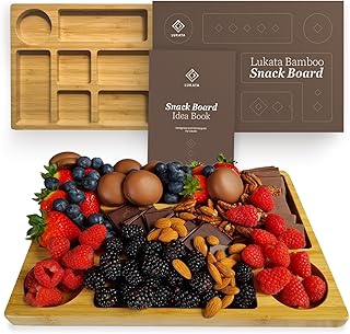 Lukata Grazing Board - Small Charcuterie Board for Snacks Cheese & Appetizers - Durable Bamboo Serving Platter for 2-3 People Parties Guests Picnics - 12.6''x 8.7''x 0.8''