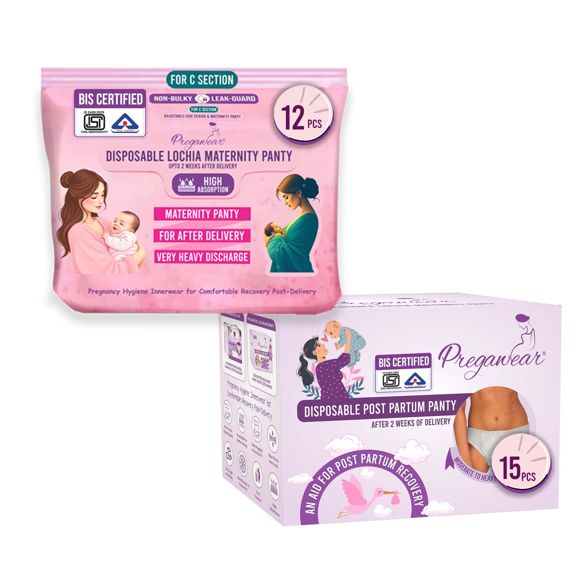 PROWEE|Pregawear C-Section Maternity Panty(15) & Disposable Postpartum Panty(15) Combo | Low Rise C Section Underwear with Ultra Thin, Leak-Proof, Antifungal Mid Waist After Delivery-image-22