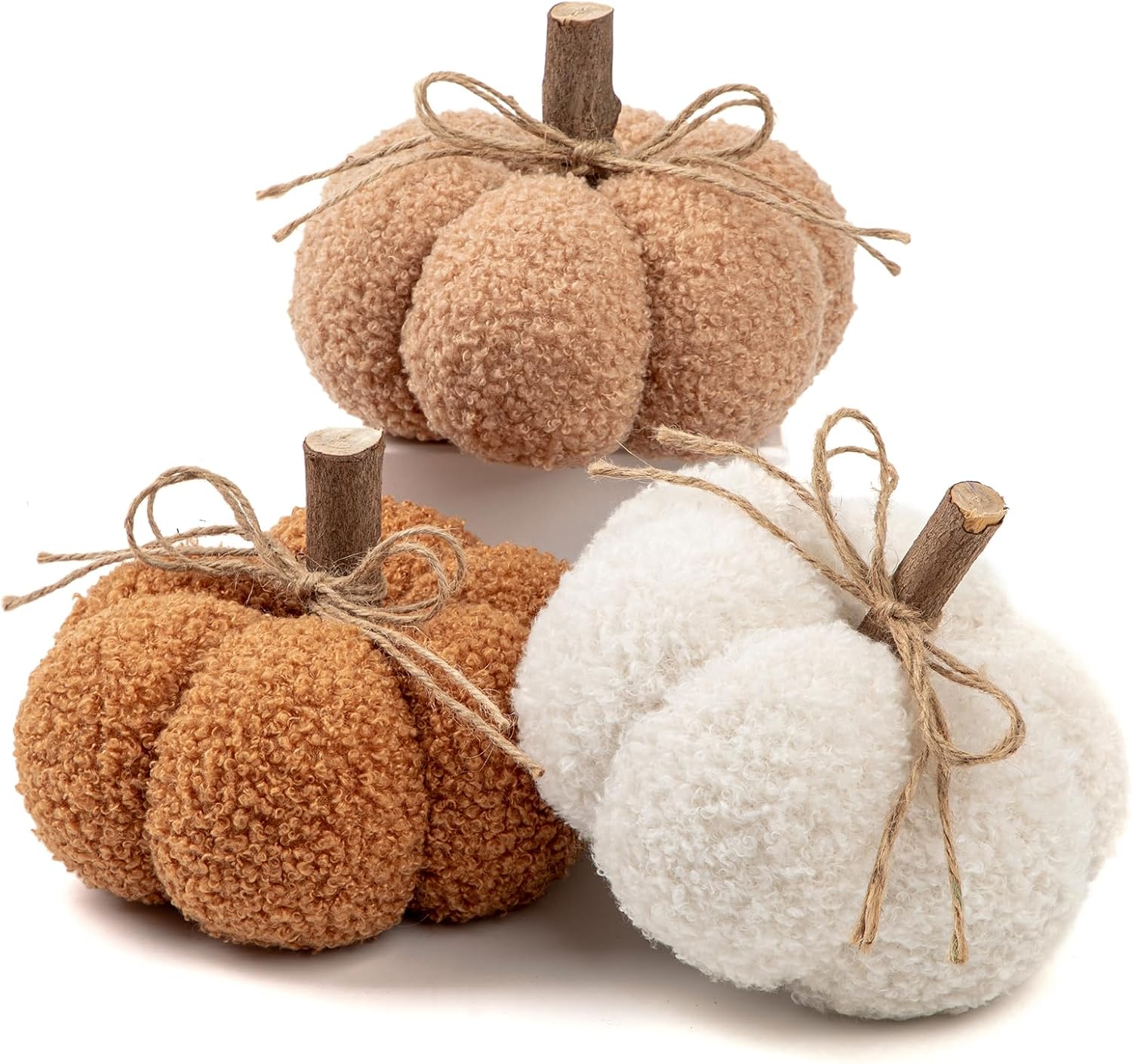 6" Fake Fall Pumpkin Decorations for Home, 3 Pcs Artificial Big Fabric Pumpkins Autumn Decor Pumpkins Faux Pumpkins For Decorating, Fall Wedding Table Centerpiece Fireplace Decor Thanksgiving