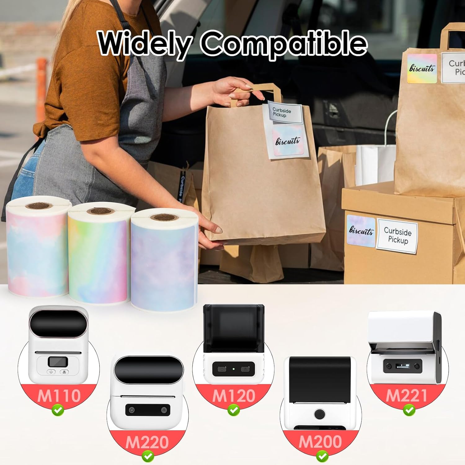 HuiJuKeJi 3 Rolls Thermal Square Label Paper,1.96 "x1.96 Gradient Label Maker Sticker for Phomemo M220/M200/M221/M110 Printer,Multi-Purpose Self-Adhesive Waterproof Labels for Barcode,DIY,Logo,Thanks - Image 5