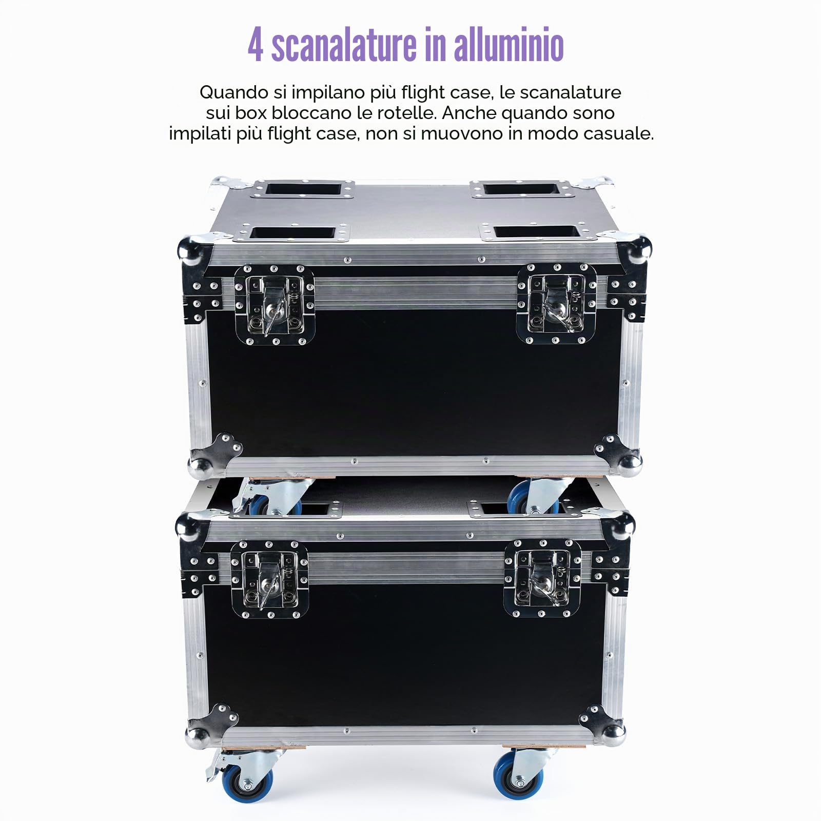 Valigetta da trasporto applicabile a fari par da 18 LED*10W par led RGBW flight case per 4 faretti a luce stroboscopica, guscio rigido/pelle/62,5 x 41 x 45,5 cm con ruote flight case