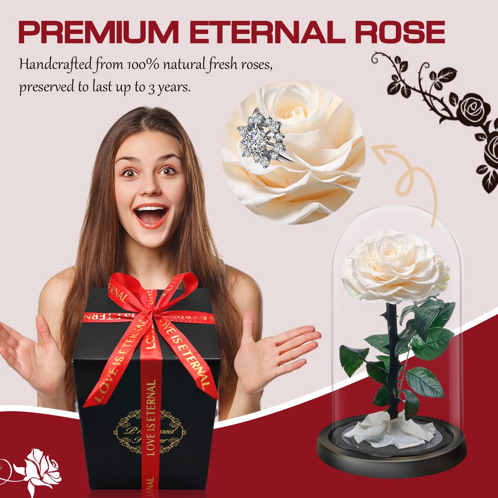 Premium Eeuwige Roos in een Glas met Geschenkdoos | Echte