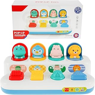 Pop up Toys for 1 Years Old Hide and Seek Animal Toy Montessori Toddlers Toys Baby Toys Color Sorting Animal Plush Doll Toy Creative Pop-up Interactive Toy Early Development & Activity Toys for Kids