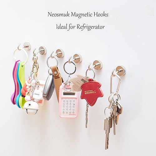 Vista 244 de NEOSMUK - Ganchos magnéticos de alta resistencia con imanes extrafuertes para colgar en refrigerador, crucero, cabinas o parrilla, color blanco