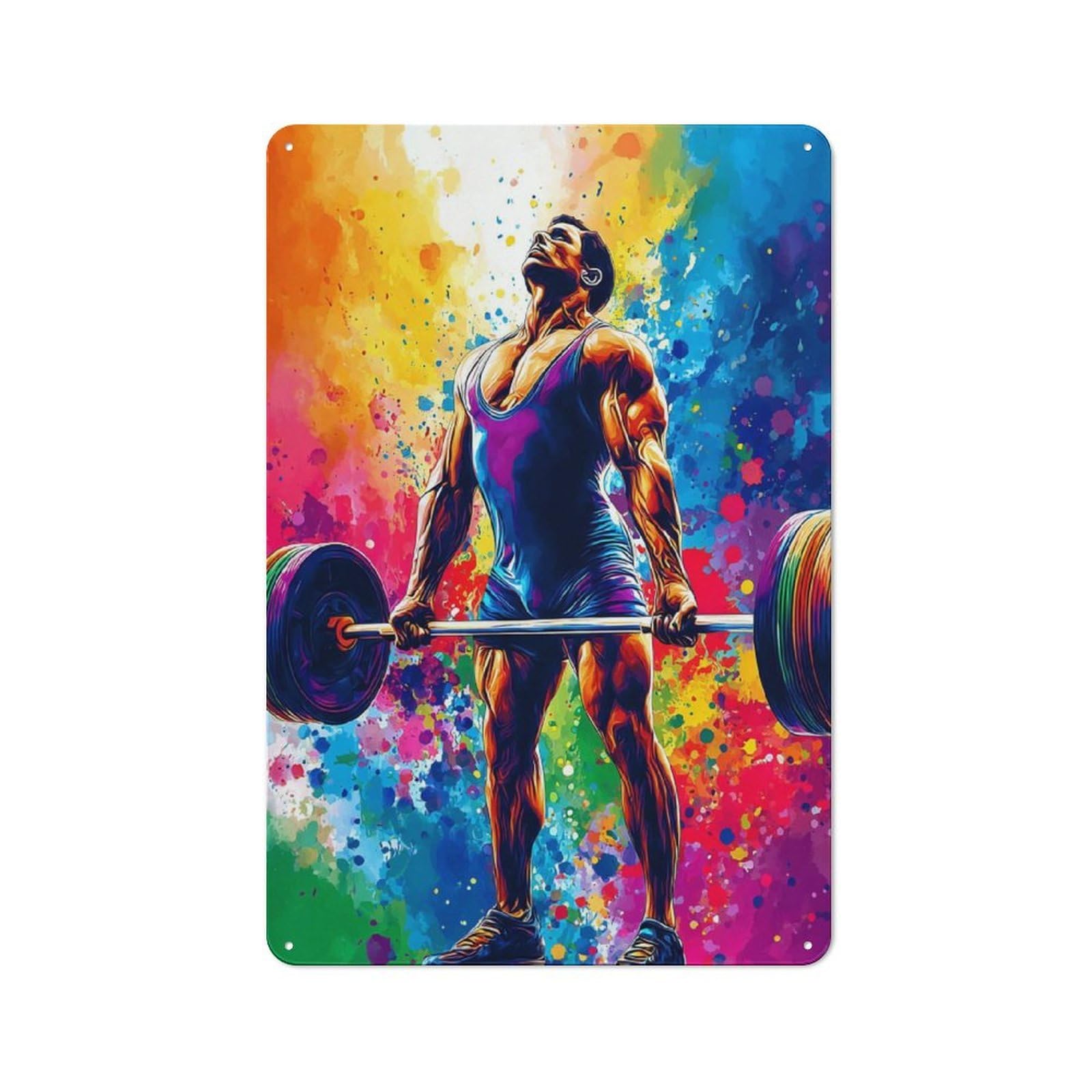 Junmoney Colorful Fitness Strength Training Artwork Rustic Metal Plaque 30X20cm For Hobby Room Or Studio, For Creative Interior Collectors