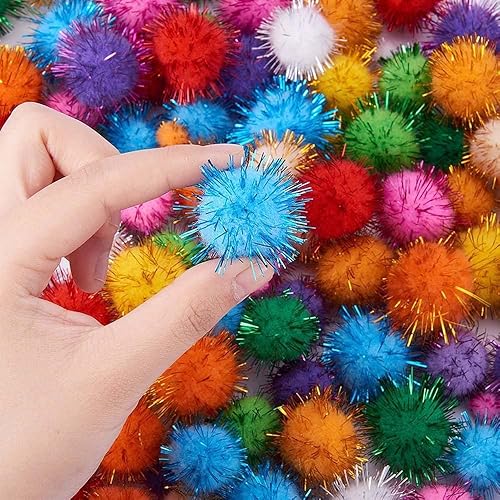 Miniatura 4 de Bolas de purpurina de colores, bolas peludas de pompón, pompones de Navidad, pompones de bricolaje, suministros de manualidades, materiales de