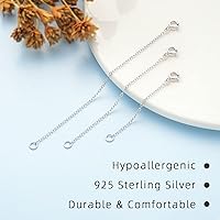 Vista 5 de Extensor de collar de plata de ley 925, extensores de cadena de collar para mujer, pulsera de cadena, extensión de joyería para collares, juego de 3