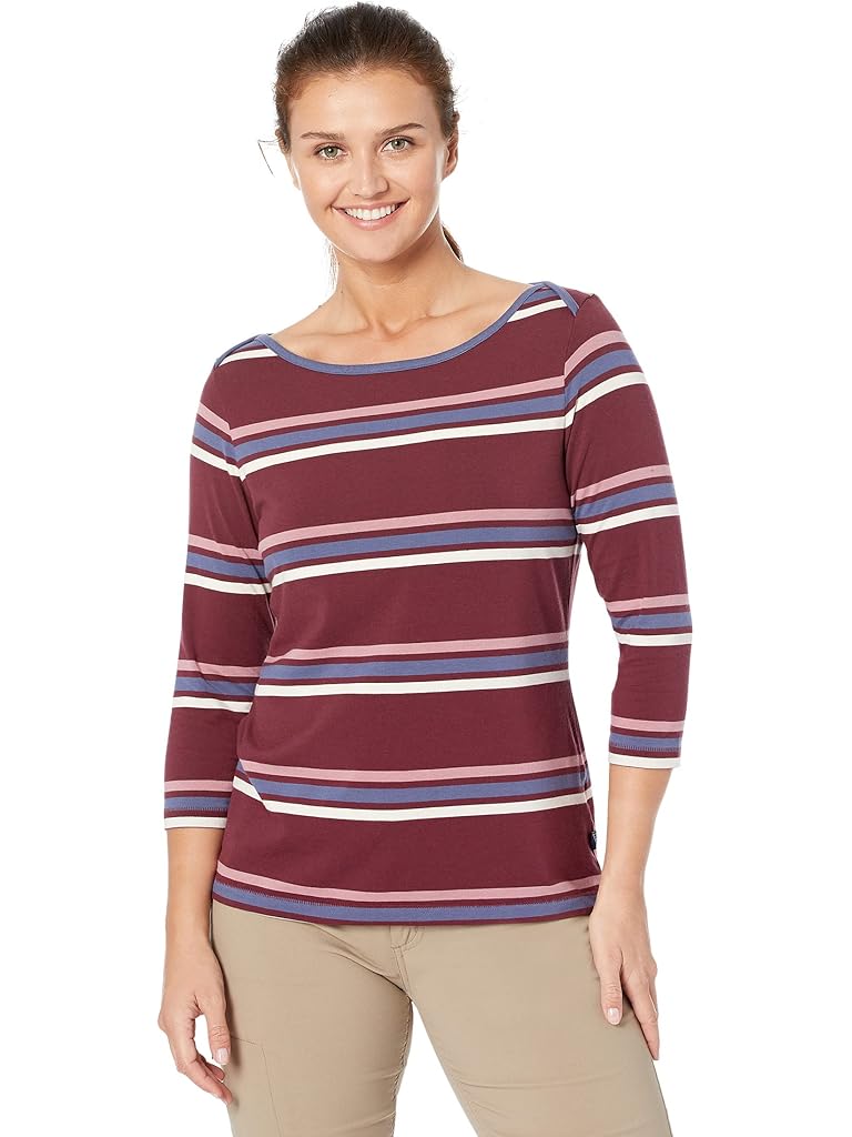 Multi L.L.Bean Petite Soft Stretch Supima Boatneck 3/4 Sleeve Stripe
