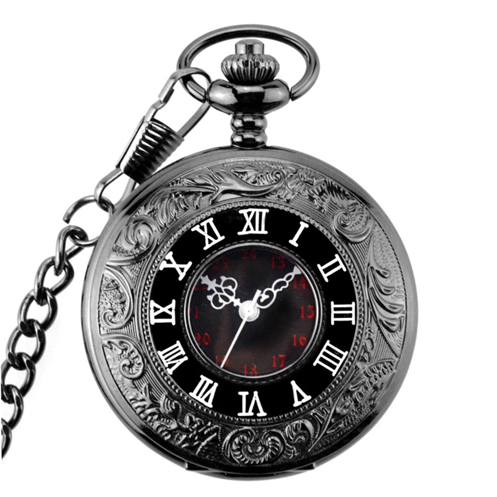 Relojes de Bolsillo, Relojes de Bolsillo Cuarzo con Escala números Romanos Vintage Cadena Regalos cumpleaños graduación Navidad