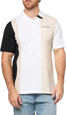 KARL LAGERFELD Paris Mens Collared Short Sleeve Color Blocking Polo