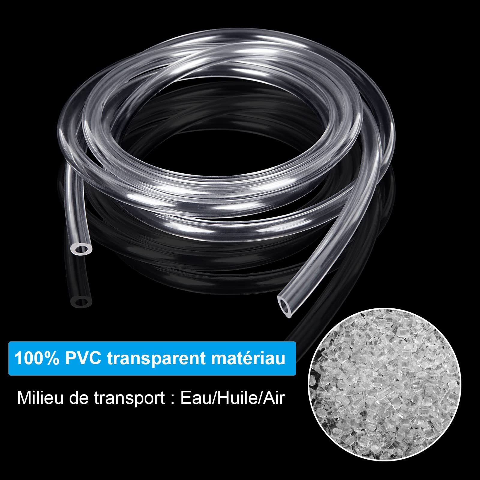 SENENQU 50 Metros Tubo Pvc Transparente 4 mm x 6 mm, Manguera Transparente Flexible para Acuario, Aire y Líquidos, Tubo Flexible Cortable en Rollo Práctico