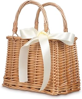 Beavorty Straw Beach Bags Wicker Handbag Beach Woven Rattan Storage Bask...