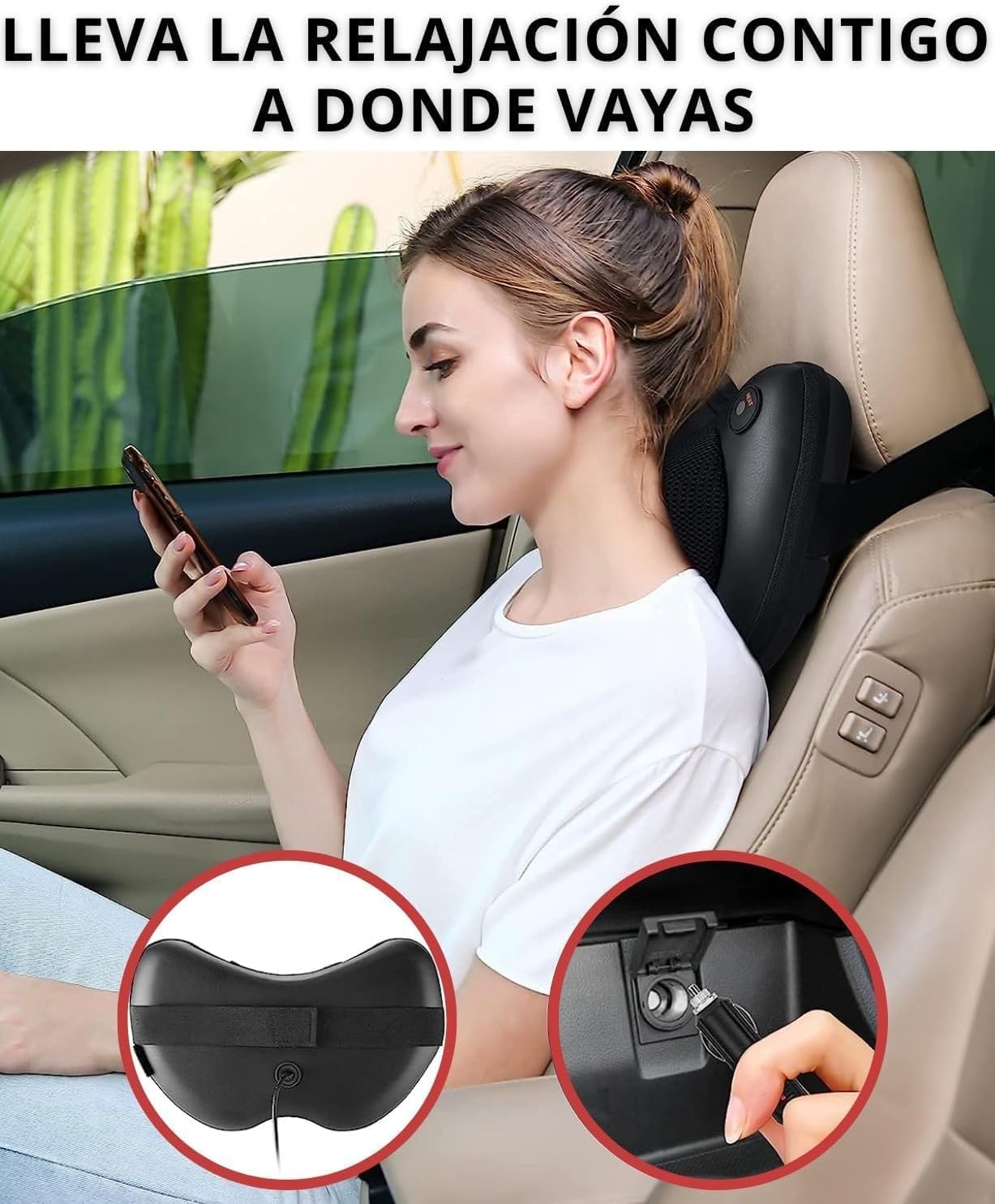 Cojín Masajeador Cervical y Espalda, Masajeador Giratorio Para el Alivio Muscular con Función de Calefacción, Masajeador de Cuello Shiatsu, Regalo Original para Mujer o Hombre