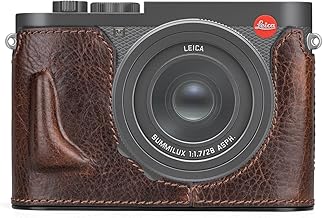MUZIRI KINOKOO Custodia protettiva per Leica Q3, in vera pelle, con foro inferiore per accesso istantaneo alla batteria e alla scheda di memoria, Caff, Stile retrò