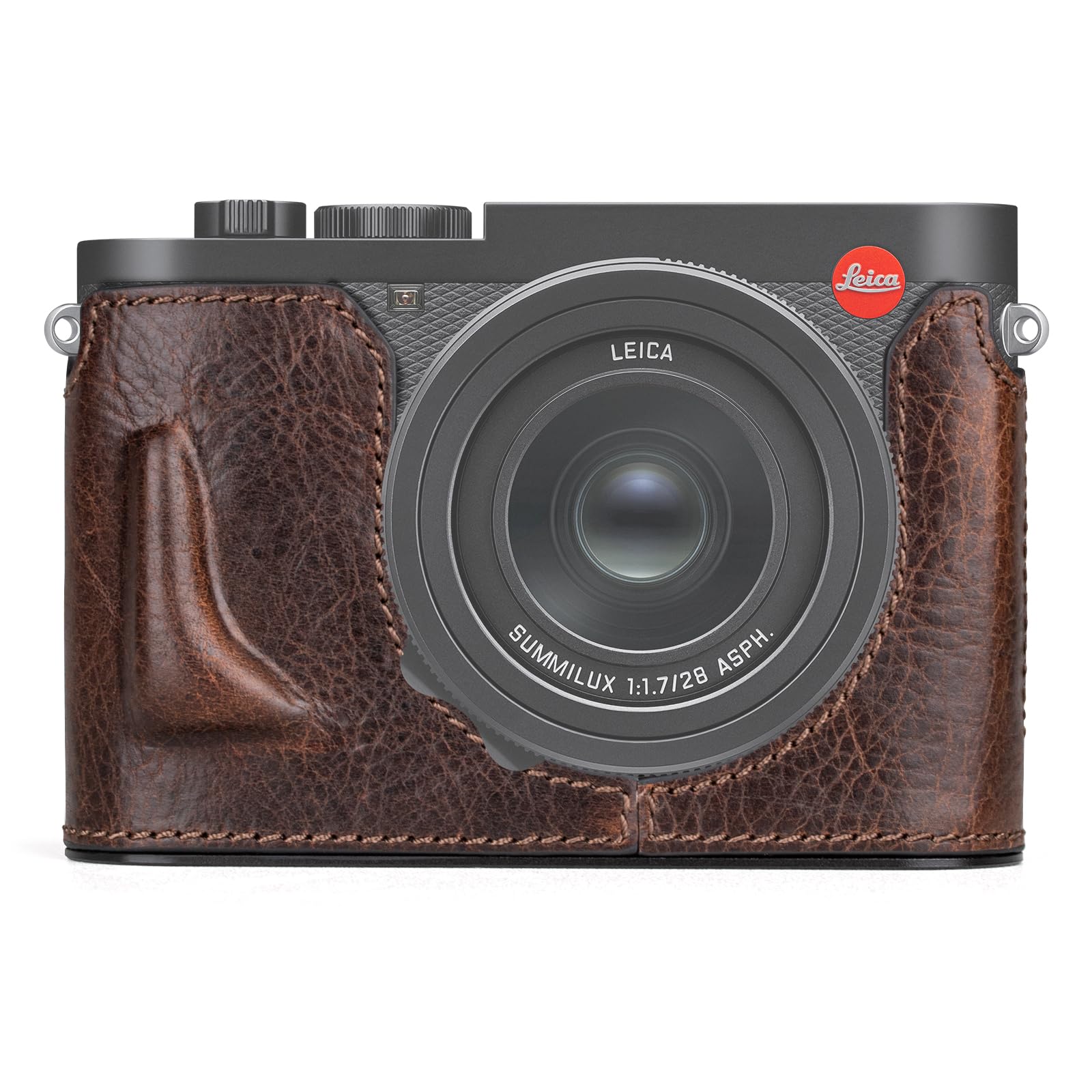 MUZIRI KINOKOO Étui Cuir Véritable Leica Q3 – Demi-Carcasse Premium Rétro Avec Accès Batterie & Carte Mémoire, Noir