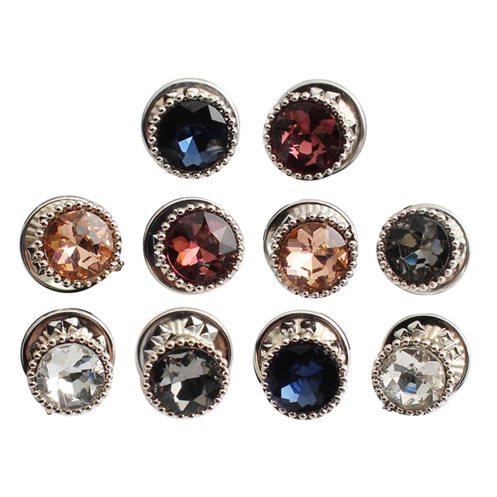 NEWFT 10xStylish Imitation Pearls Button for Women's Shirts, Seamless Closure Invisible Pins Prevents Accident Exposure