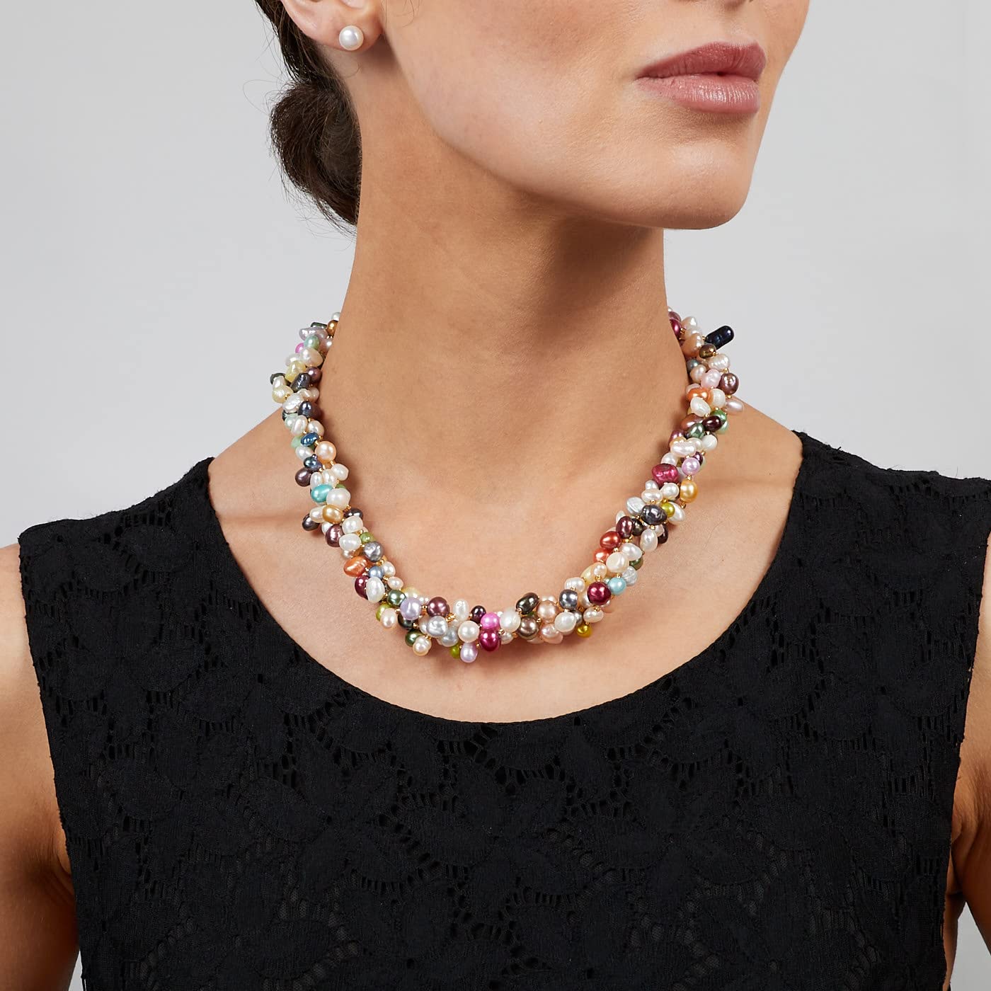 Treasure Bay Collier de Perles pour Femmes | Collier Chunky en Perles d'Eau Douce Multicolores pour Femmes