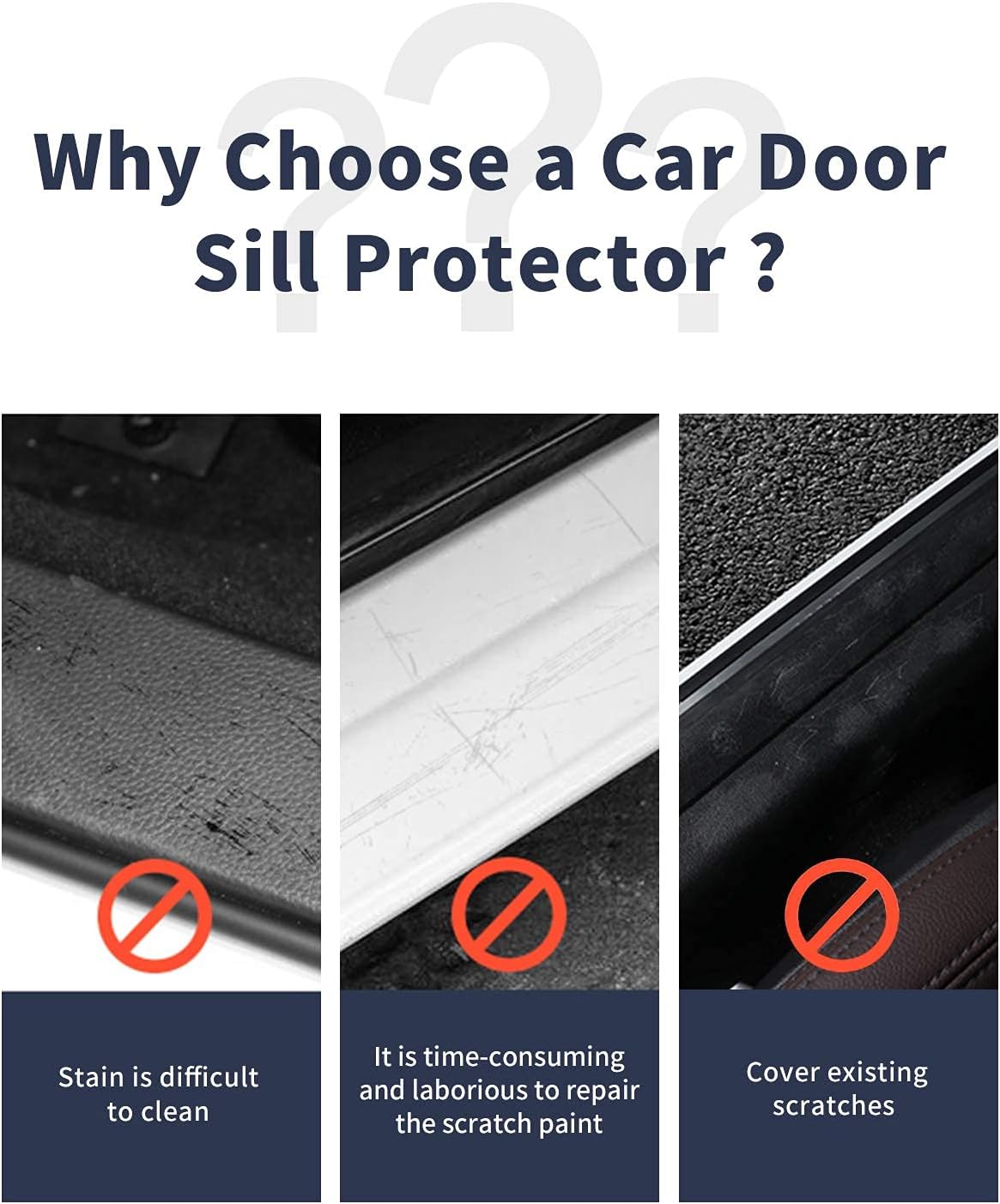 HOCHESLO Car Door Sill Plate Protectors, 4pcs Universal Front/Rear Door Sill Scuff Plate Guards, PVC Soft Rubber Scratch-Resistant Welcome Pedal Protector Cover (Black Red-Not Pattern) : Automotive