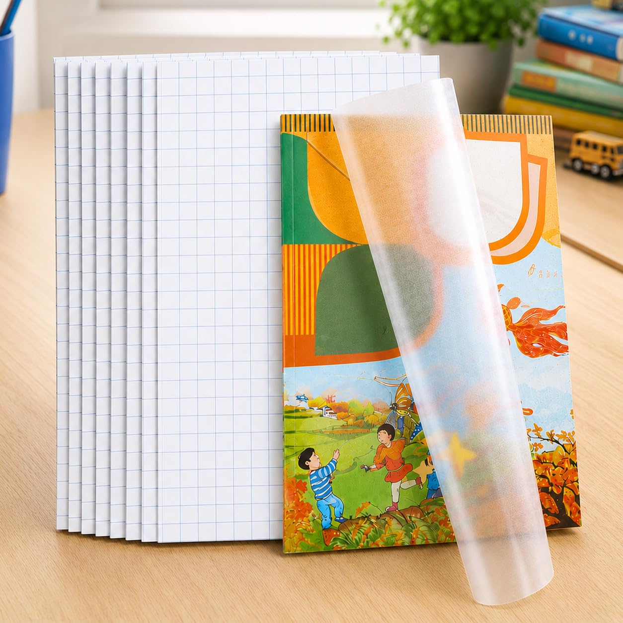 PANCA Self Adhesive Transparent Book Cover Sheets A4 Size Pack of 10 | Waterproof Scratchproof Notebook & Textbook Protective Plastic Cover Sticker for School & Office Use