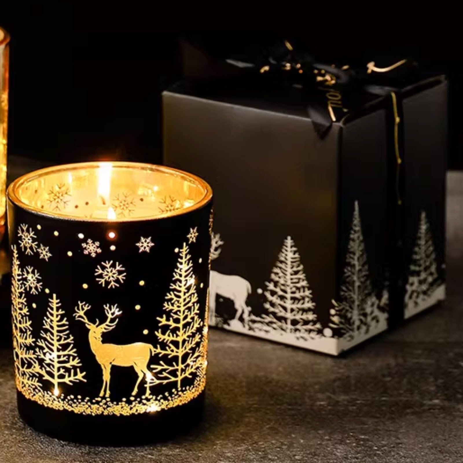 Velas de vidrio con LED hechas con cera de soja y aceites esenciales, vela de aromaterapia reutilizable de larga duración for mujeres y hombres(Sandalwood)