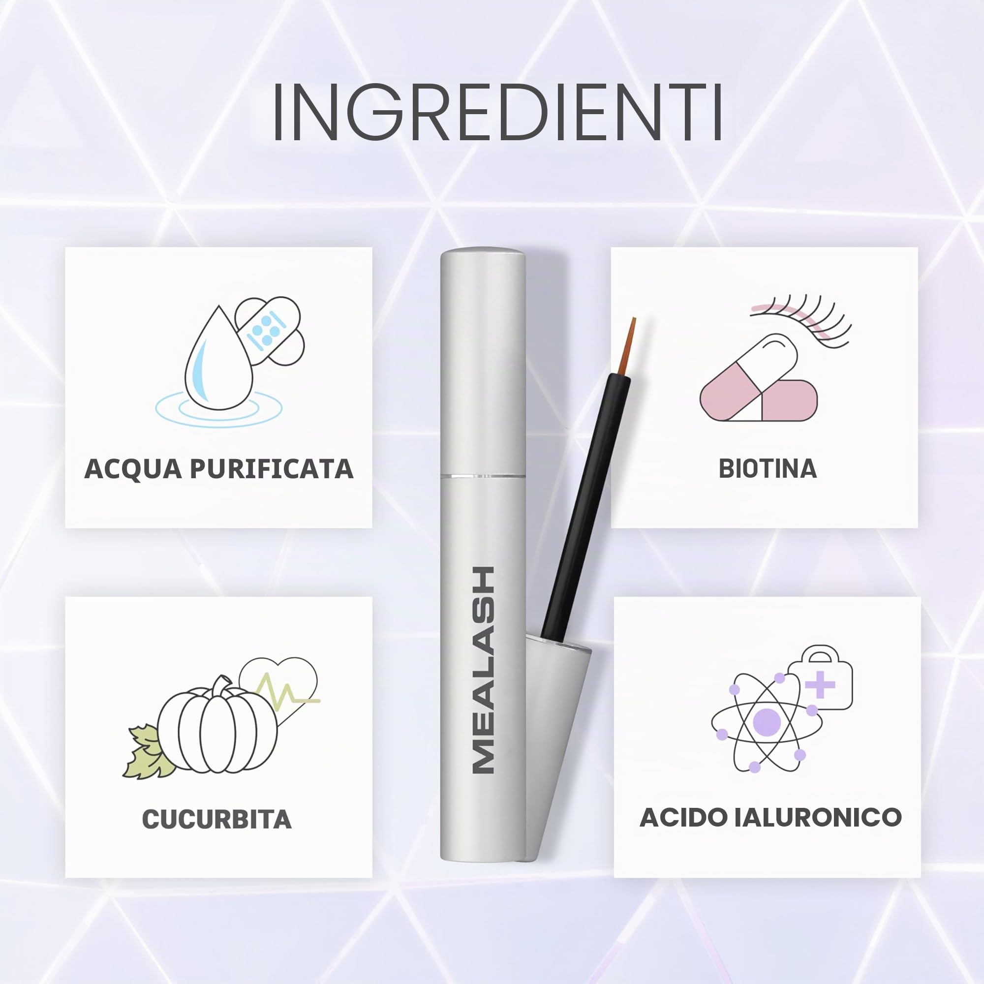 MEALASH Siero Ciglia Allungante | Siero Nutriente per Ciglia Visibilmente Più Lunghe, Folte e Spesse | Con Biotina, Acido Ialuronico e Peptidi | Trattamento Rinforzante Naturale | Plastimea