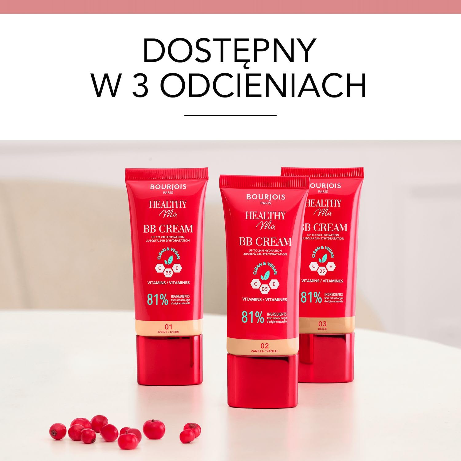 Bourjois Healthy Mix kryjący krem BB z kompleksem witamin C, E i B5 nr 01 Ivory, 30 ml