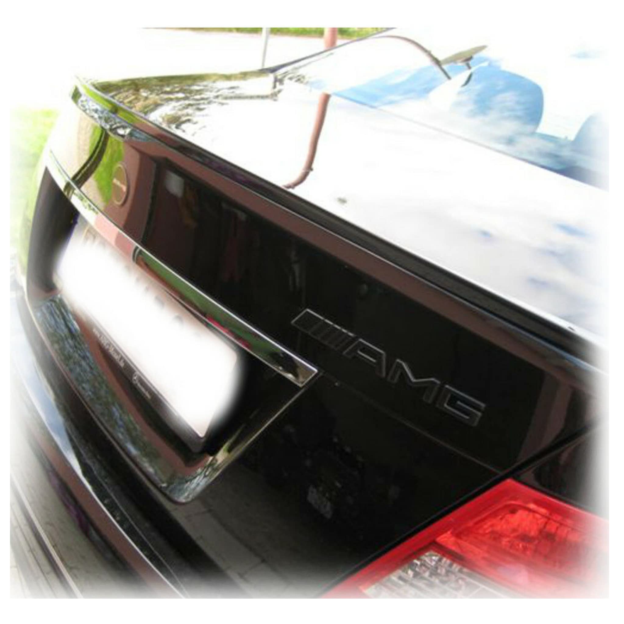 Alerón trasero, labio trasero, alerón compatible con Mercedes CLASE E W211, flexible, ligero, resistente al lavado automático, muchos colores disponibles (Negro Obsidiana Met. (CC 197))