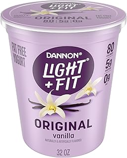 Dannon Light + Fit Vanilla Fat Free Yogurt, Creamy and Delicious Gluten Free Yogurt, 32 OZ