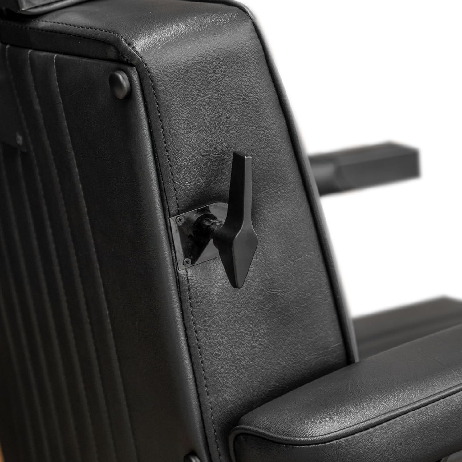 Capri Barber Chair with Recliner Heavy Duty Barber Chair, Black Cushion Matte Black Frame