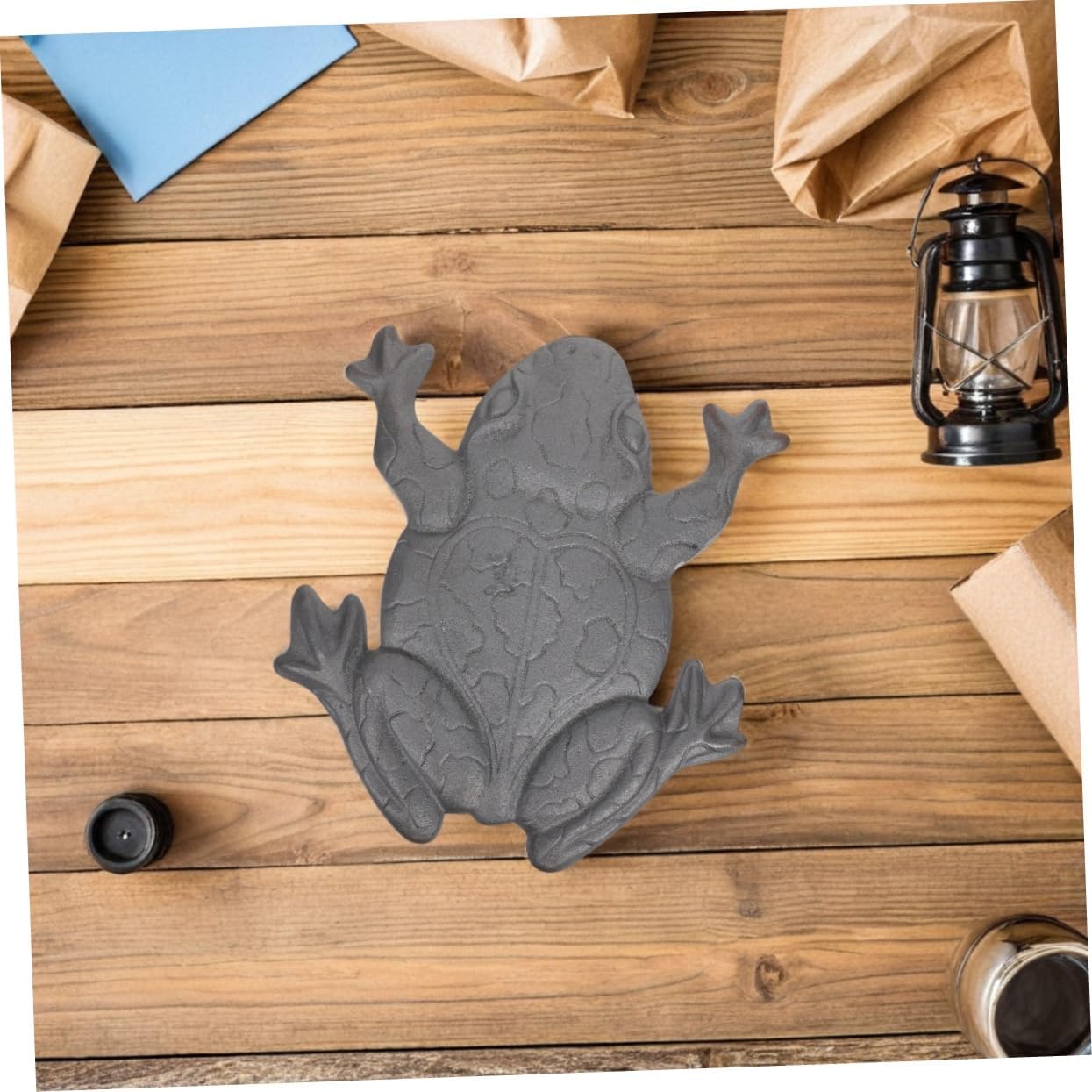SUPVOX Cast Iron Frog Stepping Stone Frog Sitting Stone Landscaping Patio Decor Outdoor